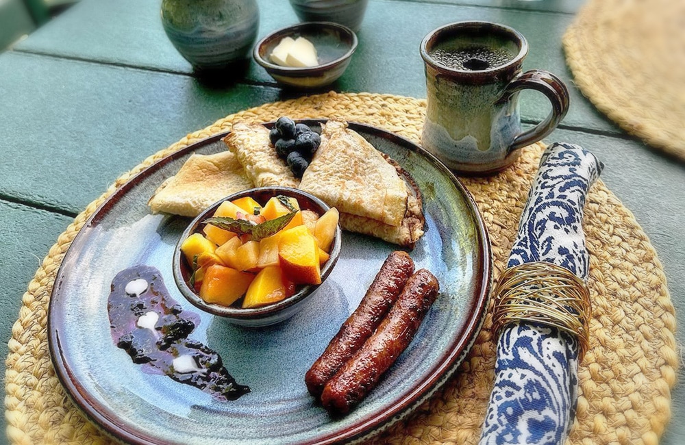 crepes fruit and sausage