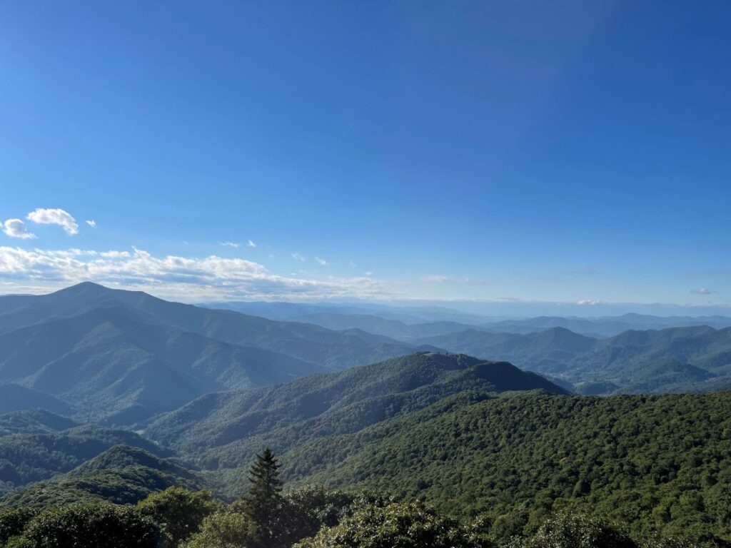 The mountain view after hiking in Asheville