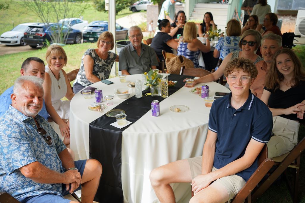 Friends gathering for Daniel's Party at Amaris Farms