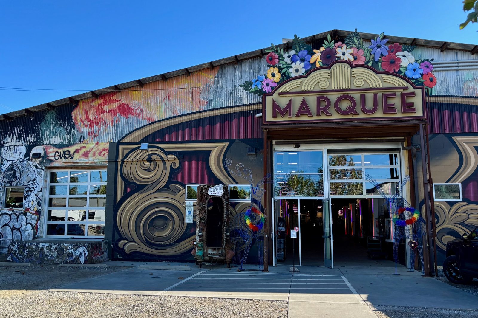 marquee-asheville-river-arts-district The painted entrance of Marquee Asheville in the River Arts District
